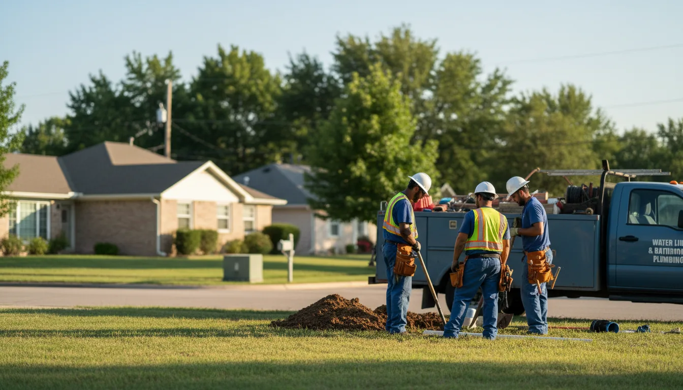 Residential water line and bathroom plumbing service in New London, IA
